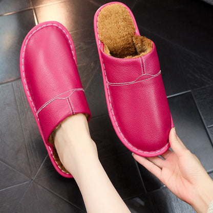 Orthopedic Balance Non-Slip Winter Leather Slippers For Indoor Use