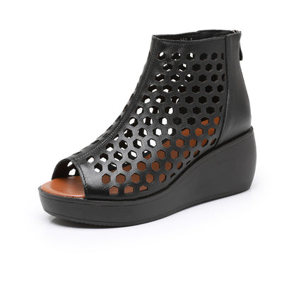 Alex | Women’s Perforated Peep-Toe Wedge Shoes