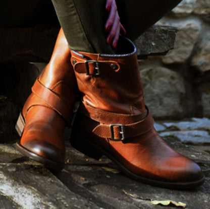 Orthopedic Balance Retro Leather Boots - Slip-On Support