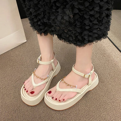 Uvella | Women’s Orthopedic Rhinestone Platform Toe Ring Sandals