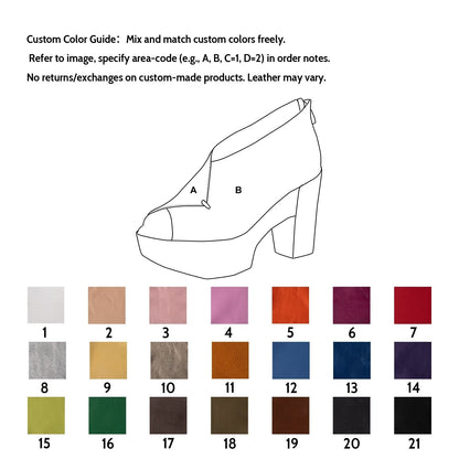 Leah | Women’s Orthopedic Peep-Toe Block Heel Leather Shoes