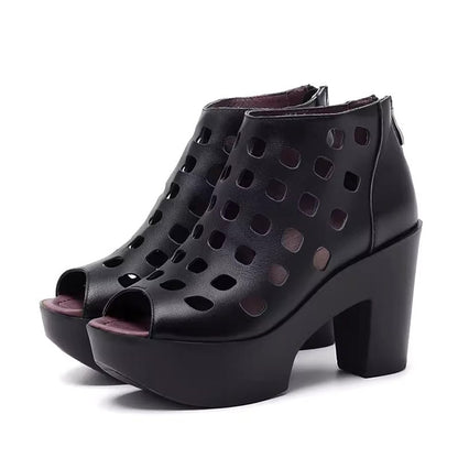 Jada | Women’s Peep-Toe Block Heel Ankle Boots