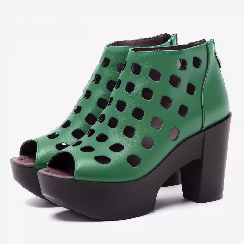 Jada | Women’s Peep-Toe Block Heel Ankle Boots