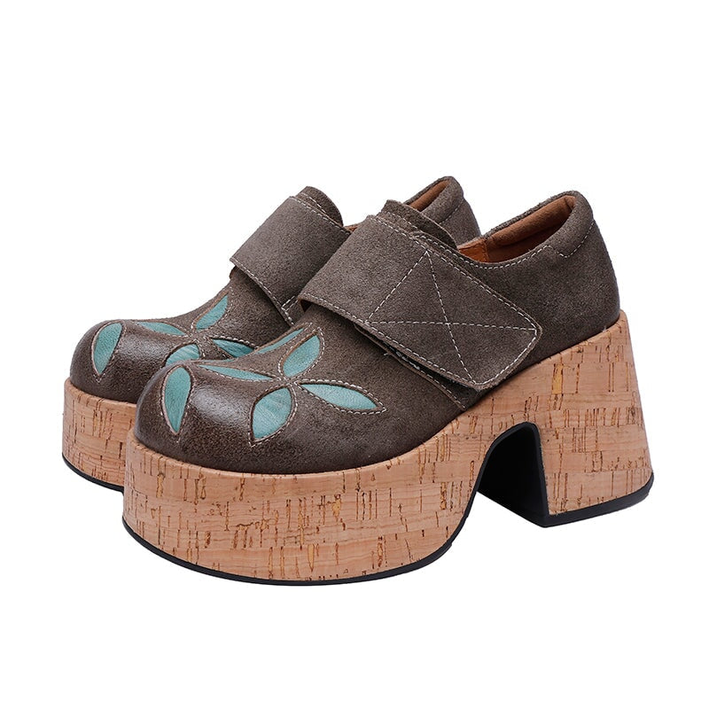 Mila | Women’s Retro Chunky Heel Leather Clogs with Orthopedic Support