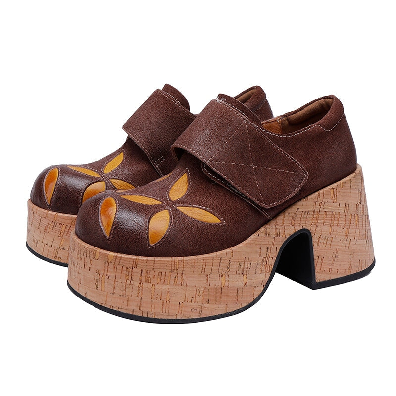 Mila | Women’s Retro Chunky Heel Leather Clogs with Orthopedic Support