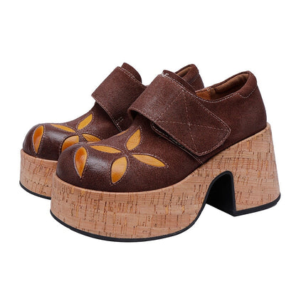Mila | Women’s Retro Chunky Heel Leather Clogs with Orthopedic Support