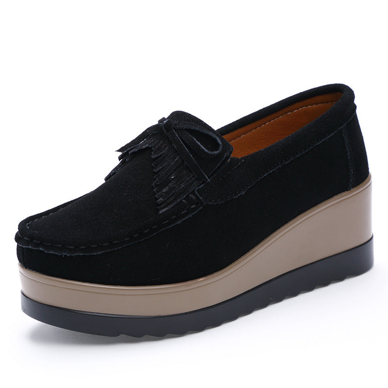 Orthopedic Balance Shoes With Fringe Bow Design - Comfort And Elegance