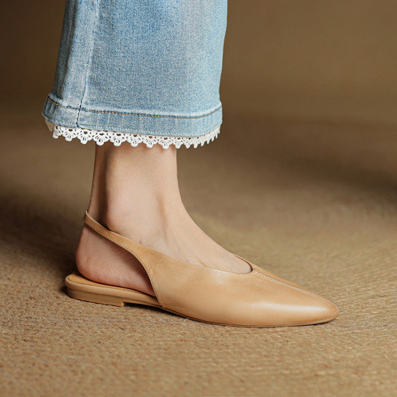 Orthopedic Balance Pointed Toe Slingback Flat Mules