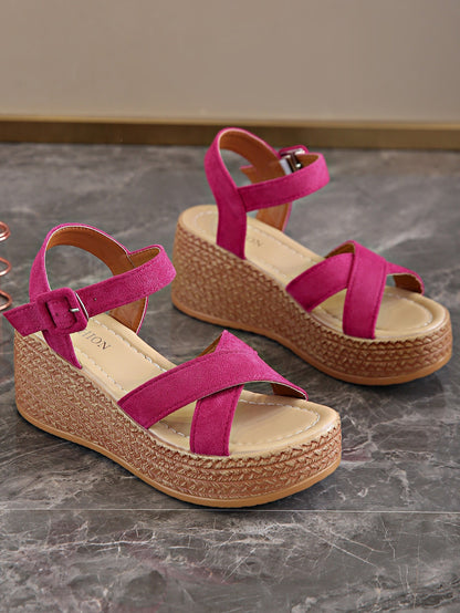 Orthopedic Balance Cross Strap Espadrille Platform Wedge Sandals