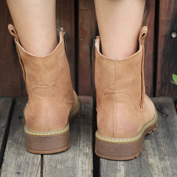 Oaklyn | Rustic Suede Side-Zip Lug-Sole Ankle Boots
