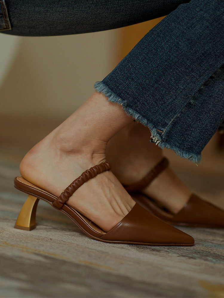 Amabel | Women’s Orthopedic Pointed Toe Elastic Strap Mule Pumps