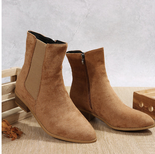 Orthopedic Balance Suede Ankle Boots - Thick Heel Comfort