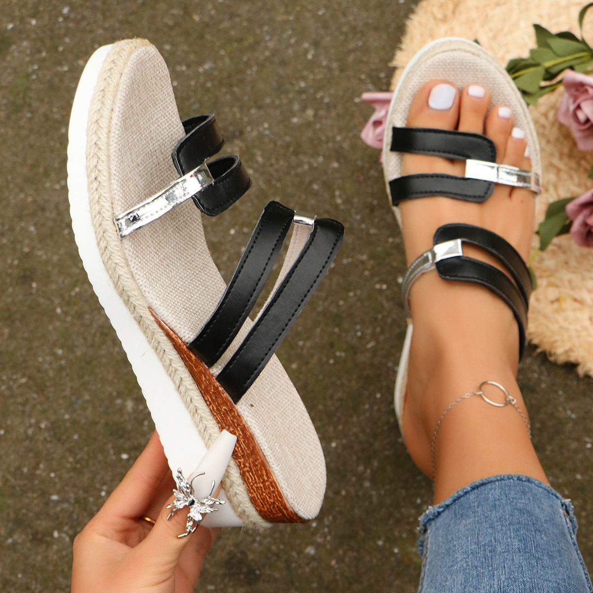 Orthopedic Balance Unique Colorblock Wedge Sandals For Summer - 