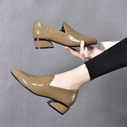 Orthopedic Balance Leather Chunky Heel Shoes - Pointed Toe