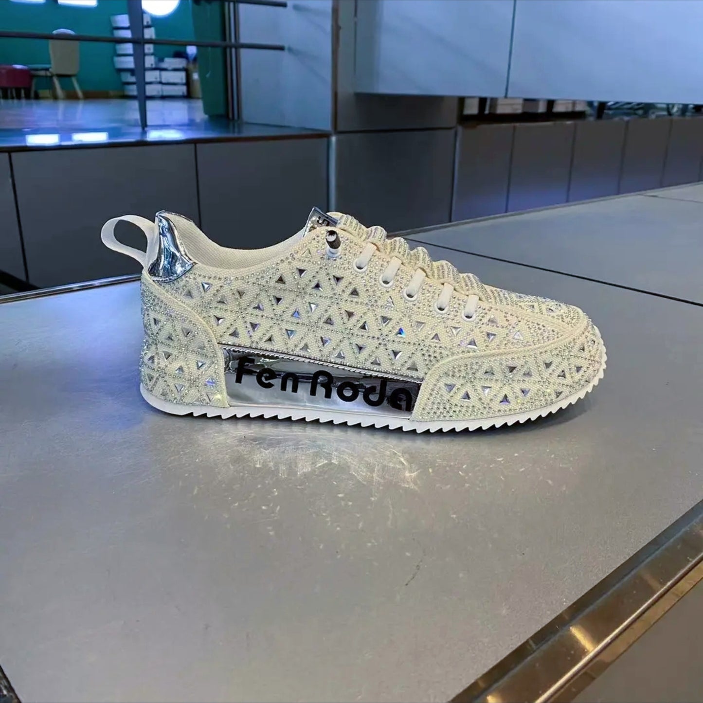 Orthopedic Balance Luxe Crystal Sneakers – Sparkling Comfort Casual Shoes
