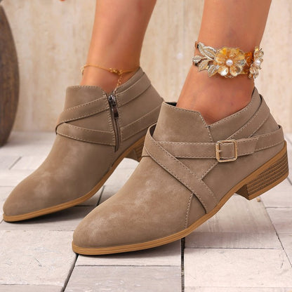 Orthopedic Balance Leather Boots - Side Zipper & Cross Straps