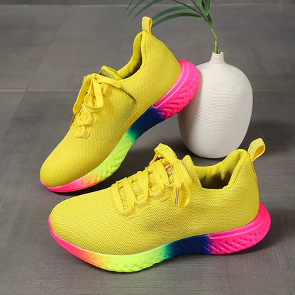 Orthopedic Balance Lace-Up Mesh Shoes With Rainbow Sole