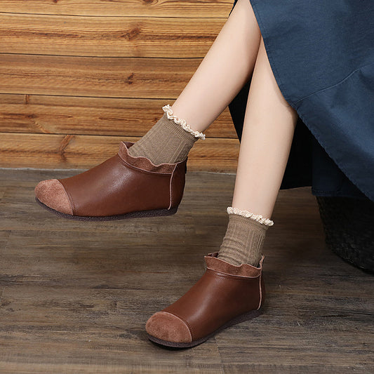 Orthopedic Leather Ankle Boots – Soft Comfort Slip-On Lightweight Casual Shoes