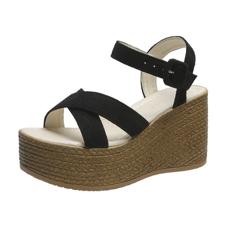 Orthopedic Balance Cross Strap Espadrille Platform Wedge Sandals