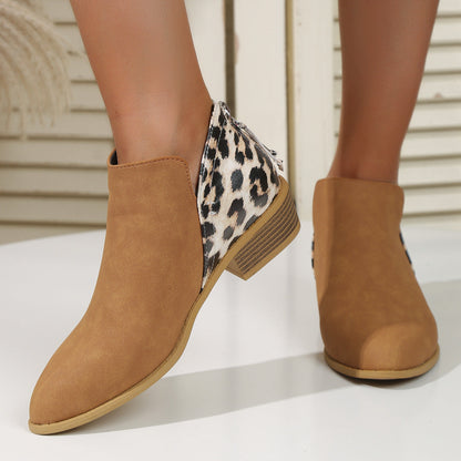 Orthopedic Balance Leopard Boots - Chunky Heel Comfort