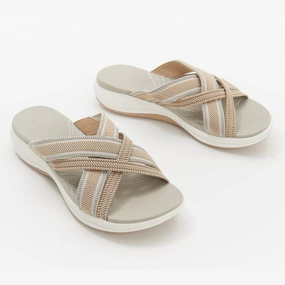 Orthopedic Balance Cross Strap Comfort Sandals – Lightweight Cushioned Everyday Slides