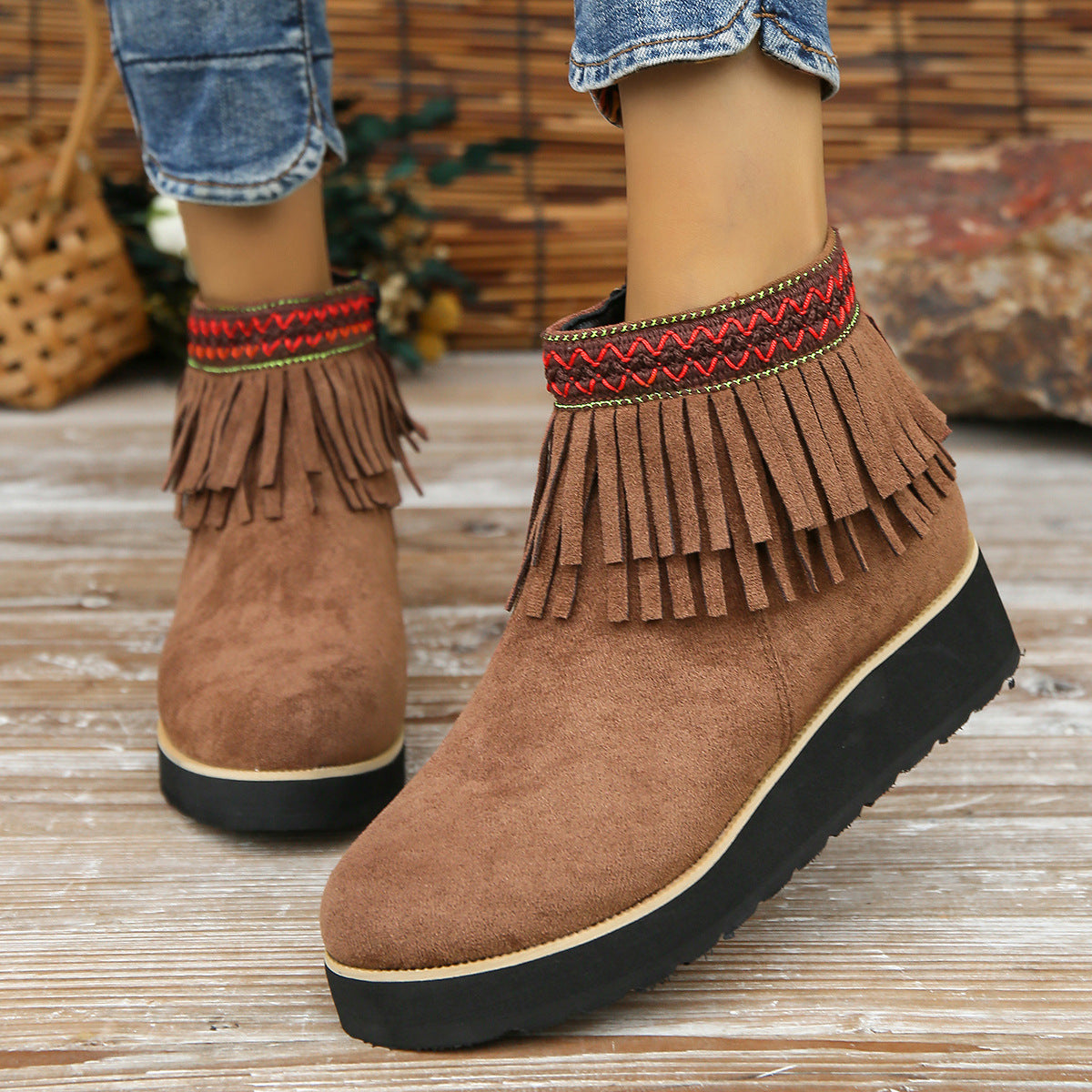 Orthopedic Balance Wedge Bootie - Fringe Comfort Design