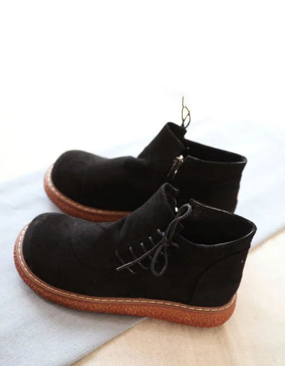 Liora | Soft Suede Side-Zip Casual Lace-Up Shoes
