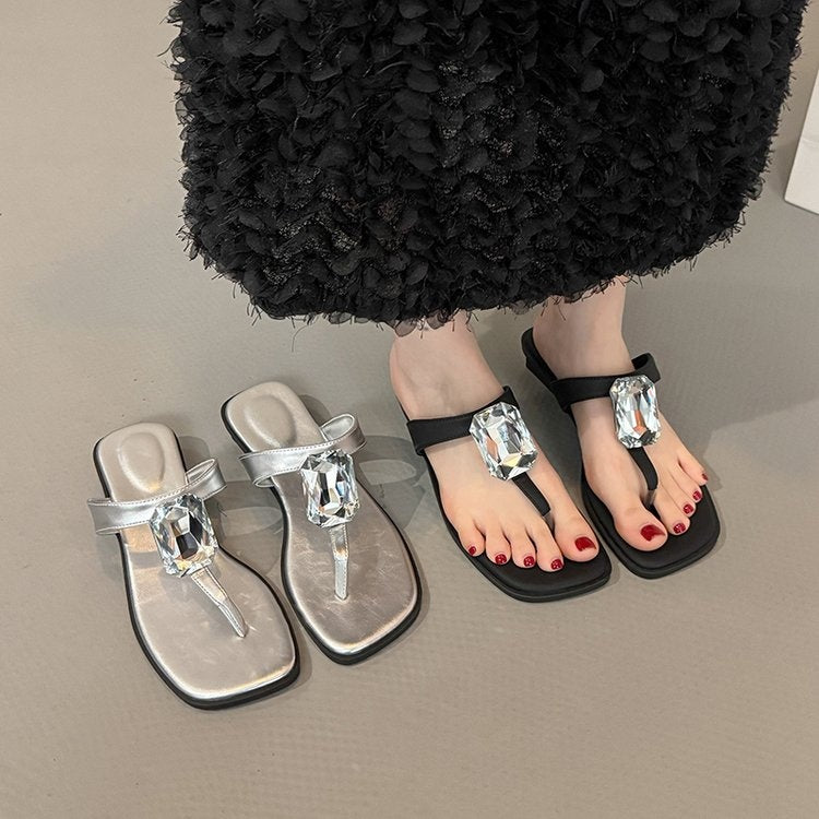 Orthopedic Balance | Crystal Toe Ring Flat Sandals