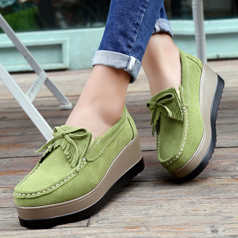Orthopedic Balance Shoes With Fringe Bow Design - Comfort And Elegance