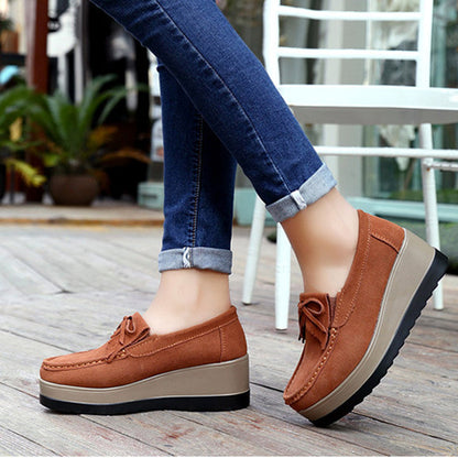 Orthopedic Balance Shoes With Fringe Bow Design - Comfort And Elegance
