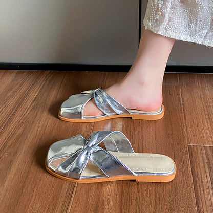 Flora | Women’s Metallic Orthopedic Slip-On Bow Sandals