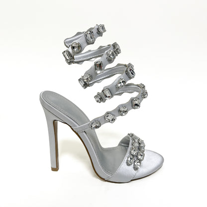 Ursella | Women’s Orthopedic Rhinestone Wraparound Stiletto Sandals