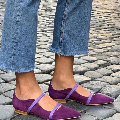 Orthopedic Balance Suede Shoes With Low Heels And Two Thin Bands