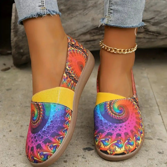Orthopedic Balance Women’s Printed Slip-On Flats – Lightweight Comfort Casual Shoes