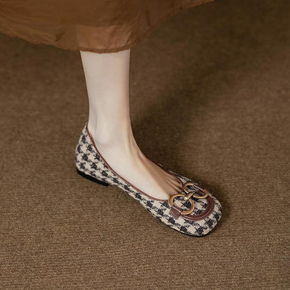 Orthopedic Balance | Chain Detail Tweed Ballet Flats