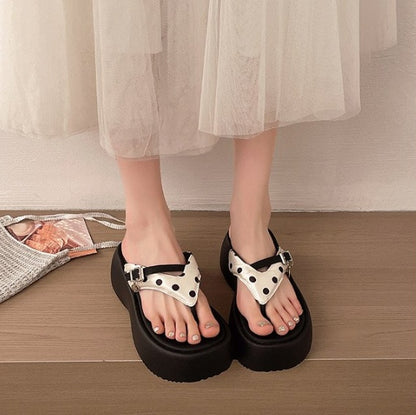 Oriana | Women’s Orthopedic Polka Dot Platform Flip Flop Sandals