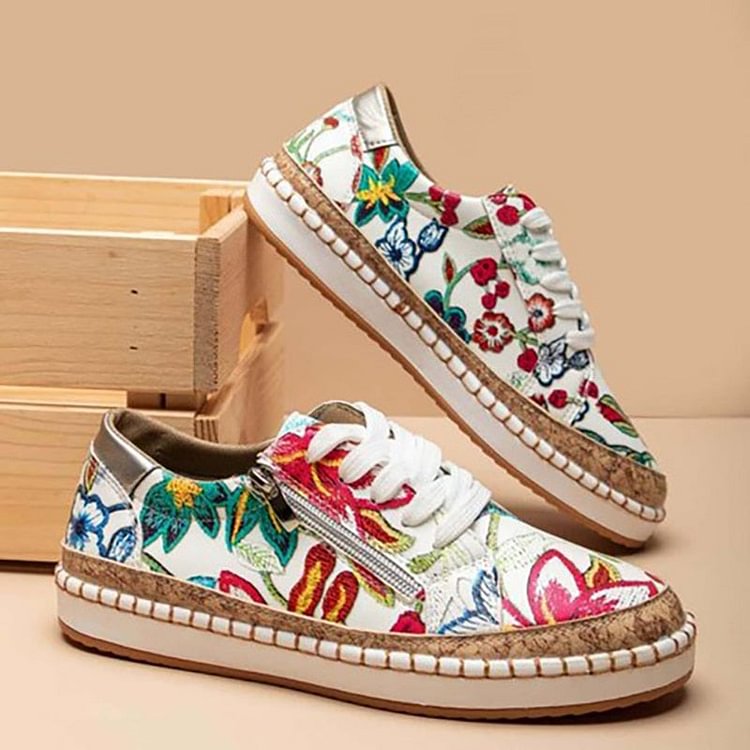 Camila | Floral Canvas Espadrille Sneakers – Lightweight Comfort