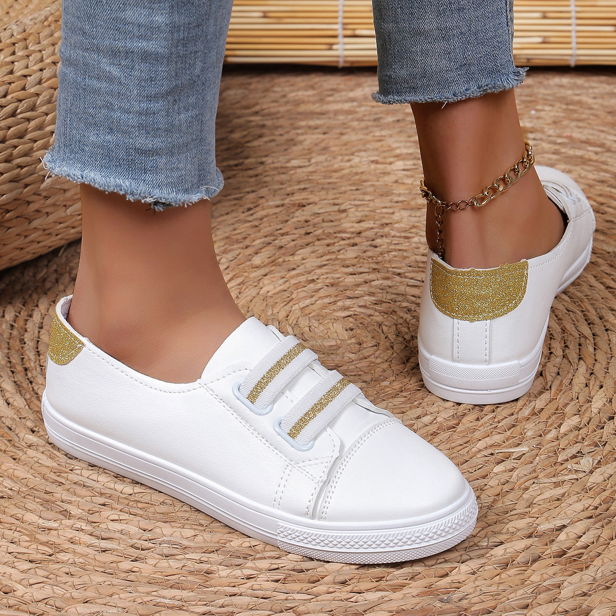 Orthopedic Balance Women’s White Velcro Sneakers – Lightweight Casual Comfort Shoes