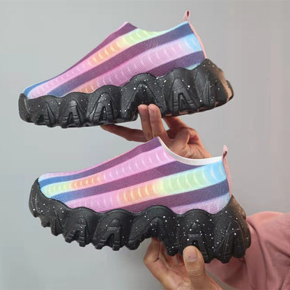 Orthopedic Balance | Rainbow Knit Slip-On Platform Sneakers