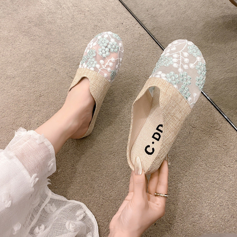 Orthopedic Balance Floral Embroidered Slip-On House Slippers