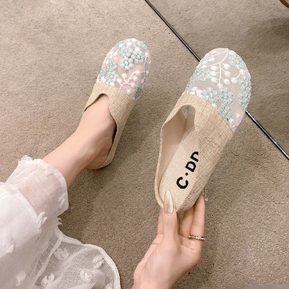 Orthopedic Balance Floral Embroidered Slip-On House Slippers