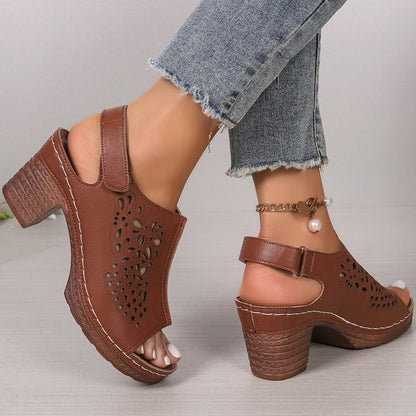 Sonya | Women's Wedge Thick Bottom Velcro Sandals