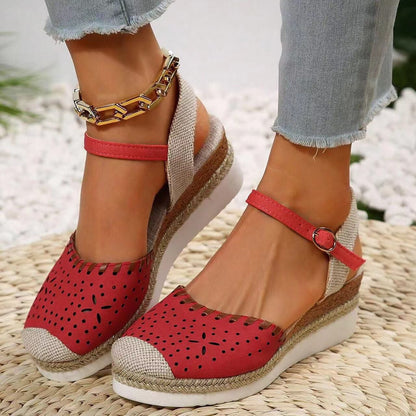 Orthopedic Balance Breathable Woven Mary Jane Platform Sandals