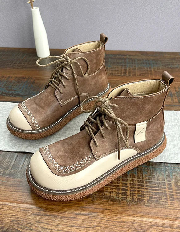 Rowin | Two-Tone Hand-Stitched Casual Lace-Up Boots
