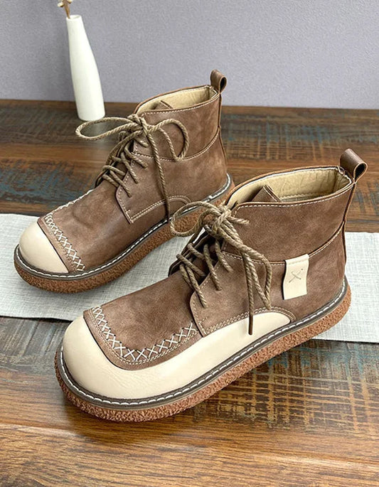 Rowin | Two-Tone Hand-Stitched Casual Lace-Up Boots