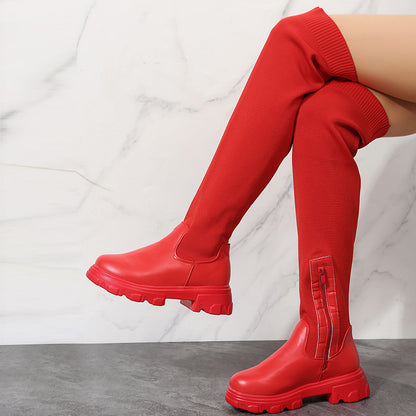 Micaiah | Bold Stretch-Knit Chunky Sole Orthopedic Knee-High Boots