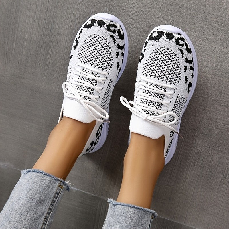 Orthopedic Balance White Leopard Print Sneakers - Unique And Stylish