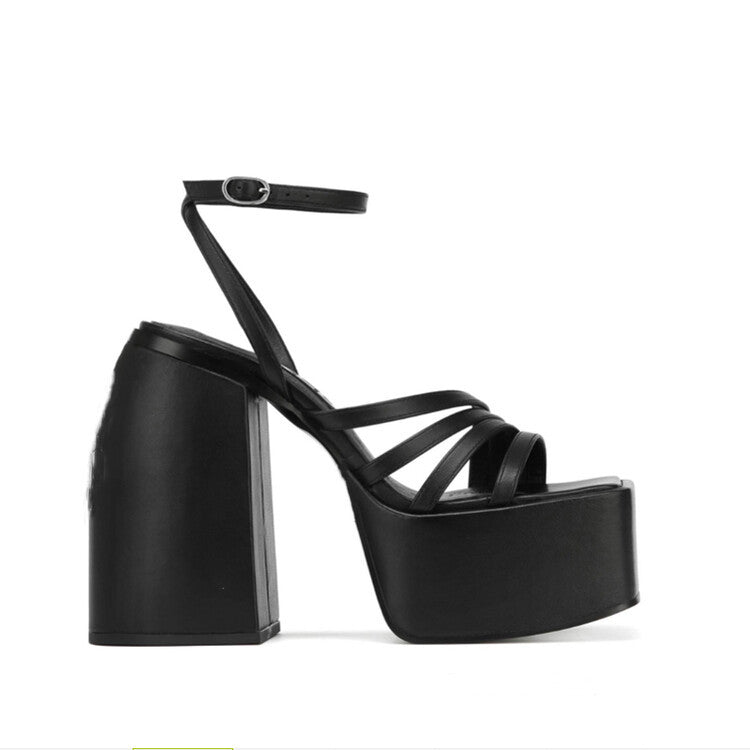 Orthopedic Balance Chunky Platform Ankle Strap High Heel Sandals