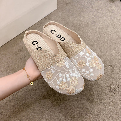 Orthopedic Balance Floral Embroidered Slip-On House Slippers