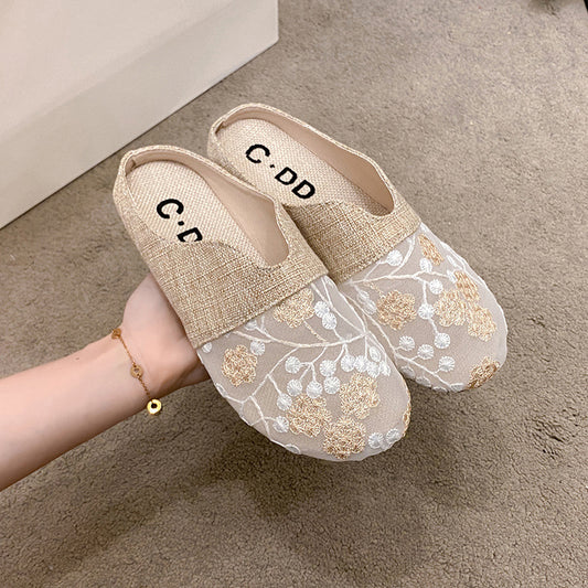Orthopedic Balance Floral Embroidered Slip-On House Slippers